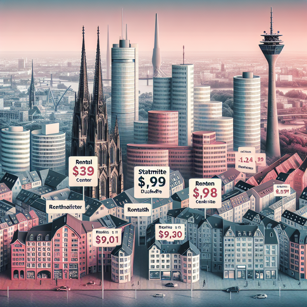 Mietspiegelentwicklung Düsseldorf Stadtmitte vs. andere Stadtteile.